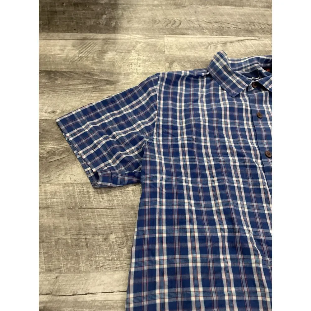 Tommy Bahama‎ Button Up Shirt Men's XL Silk Blend Blue Plaid Islandzone Hawaiian